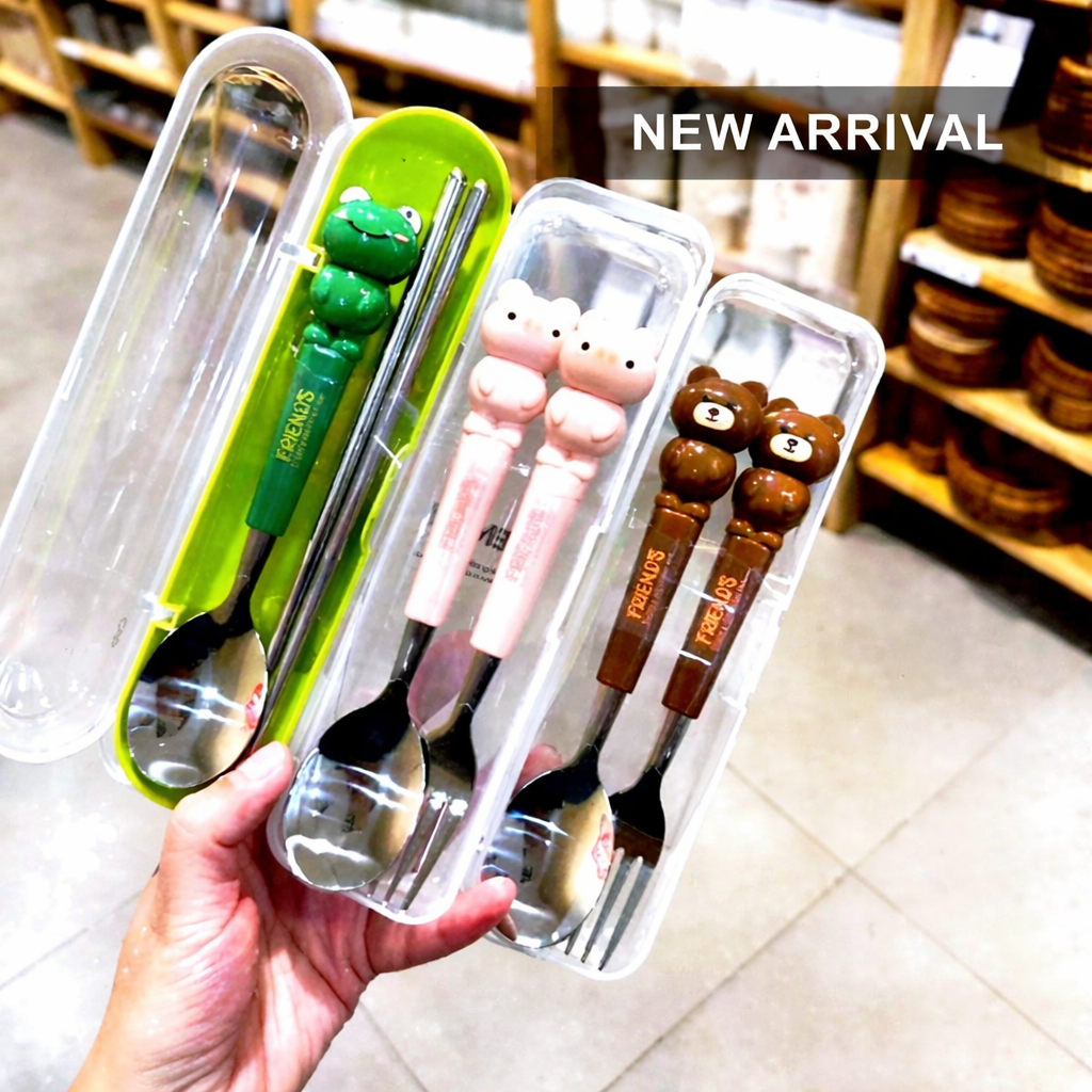 Kids Cartoon Cutlery Set – Stainless Steel Spoon & Fork with Cute Animal Character Handles | Fun Interactive Feeding Set for Toddlers & Kids | Lunch Accessories & Return Gift